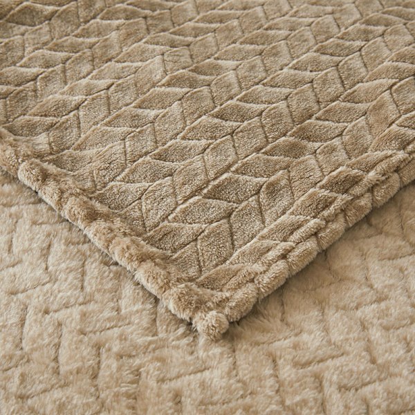 Rygglös khaki - kvalitetsflanellfilt, lätt sängöverkast med lövmönster, användning under alla årstider (khaki, 100x150 cm)