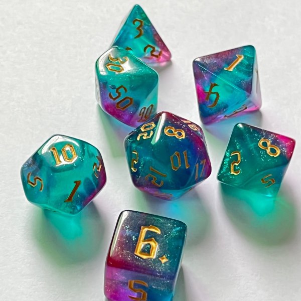 (7 stycken) Dice Starry Night Color Changing Lights Galaxy Dice 4