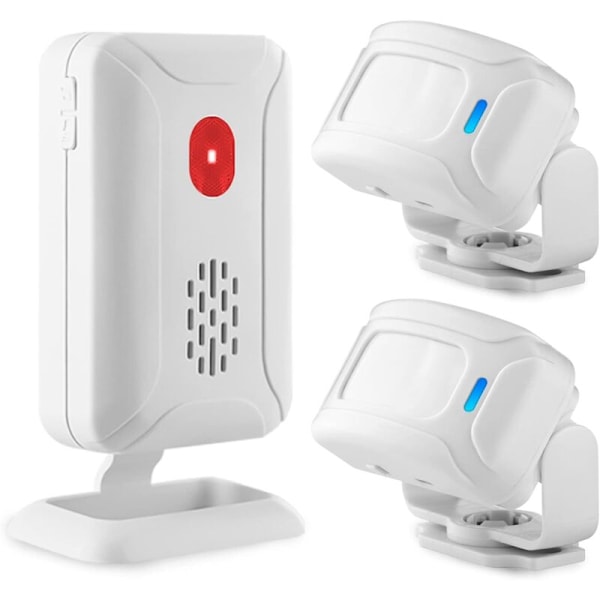 Sonnette Starter Store Bevægelsesdetektering, trådløs klokke, Hjemmealarmsystem kit med 2 sensorer og 1 modtager, Elektronisk velkomstsensor til kontor