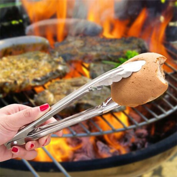 Kök Grill  BBQ Tång, 2 Pack 21CM Stor Förtjockning Låsning Rostfritt Stål Grillning  BBQ Tång