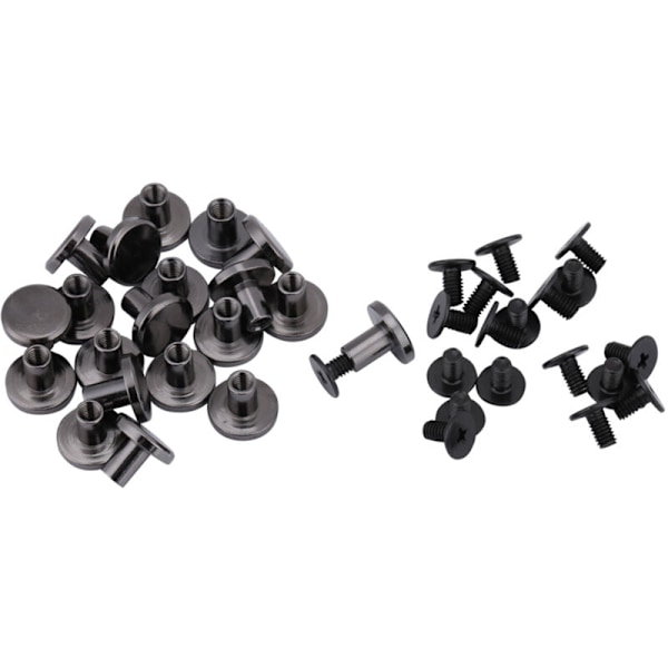 Set med 20 platta mässingsnitar för bältesrem, bagageskruv, lädervaror (8 mm)