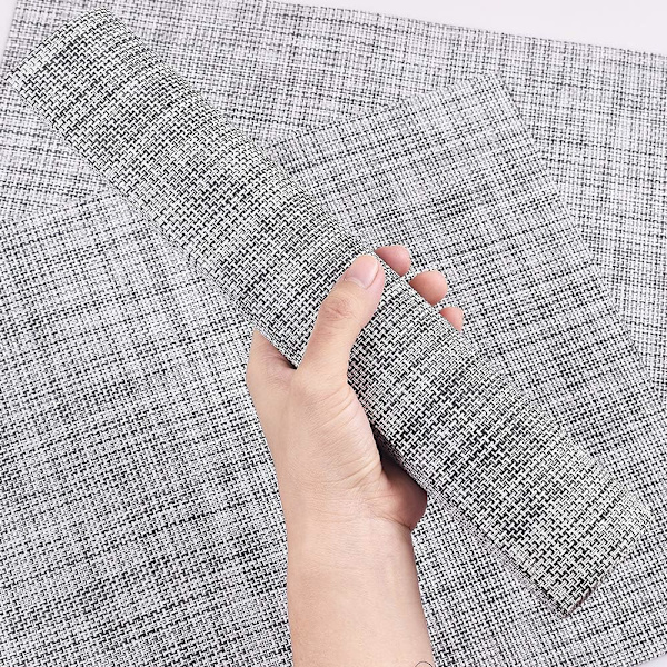 Placemat Set av 8 (gråvit), tvärvävda vinylvävda bordsmattor, halkfria isolerade tvättbara bordsduksset