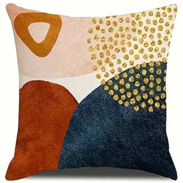 Kuddfodral 45 x 45 cm Set om 4 Modern Dekor Estetisk Färgstark Abstrakt Geometrisk Minimalistisk Örngott för Soffa Heminredning (45x45cm)