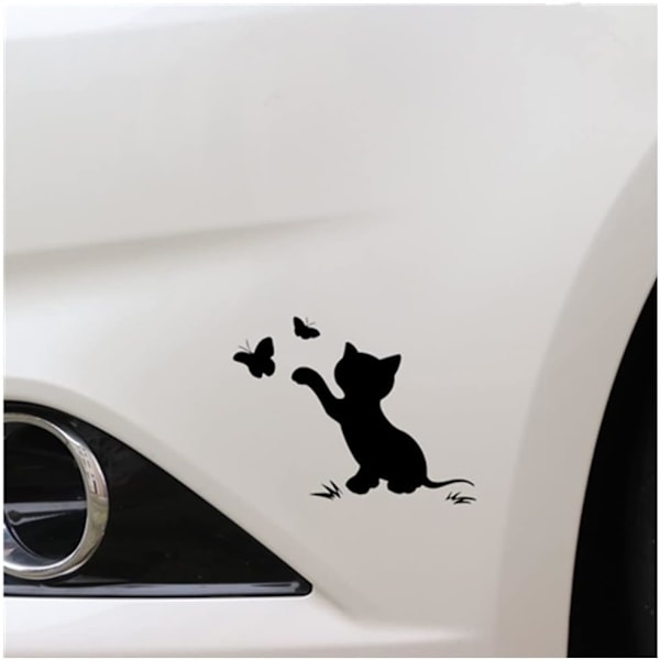 Ydre Bilstickere, Sjove Sommerfugl Kat Stickers Søde Bil Tegneserie Dekal Dekorative Bilsticker Sort
