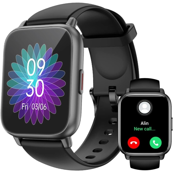 Bluetooth Talking Smart Watch - Skridttæller Puls Oximeter til iPhone Android Vandtæt IP68 Sportsur Multifunktion - Sort