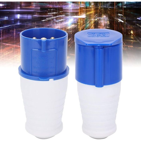 Elektrisk adapter Spill av kontaktkoblinger, enfaset 3-pinners enfasede stikkontakter, med spesiell sløyfedesign, IP44 32A 220-250V, Industriell