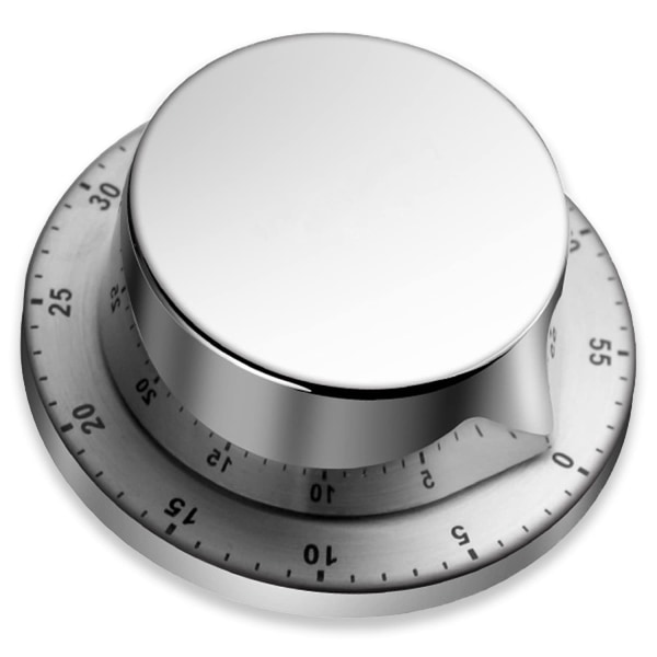 Kjøkkenur - Mekanisk rustfritt stål timer med høyt alarm matlagingstimer, magnetisk 60 minutts opptrekkbar mekanisk timer