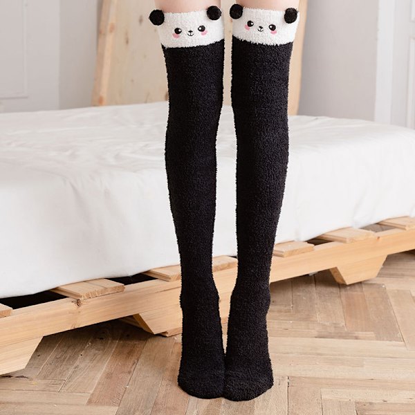 Kvinders Cartoon Plys Strømper Vinter Varme Over-the-Knee Høj Strømper Hjem Lår Varme Strømper Leggings