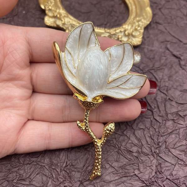 Magnolia blomma brosch för kvinnor Magnolia corsage kostym kappa pin damgåva