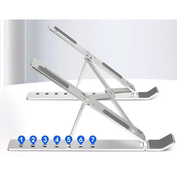 10”-17,3” Laptopstativ, Aluminium Ventilerat Laptopstativ 7 Nivåer Justerbart, Ergonomisk Kylare Kompatibel med MacBook, Lenovo, Dell, HP, Laptops Tab