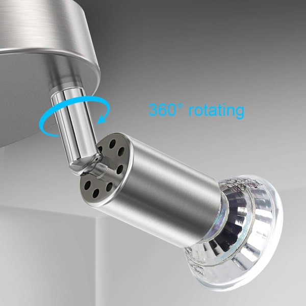 LED-taklampe svingbar, 3-veis rund plate LED-taklampe, pære ikke inkludert) Kjøkken, stue LED-taklampe - matt nikkel