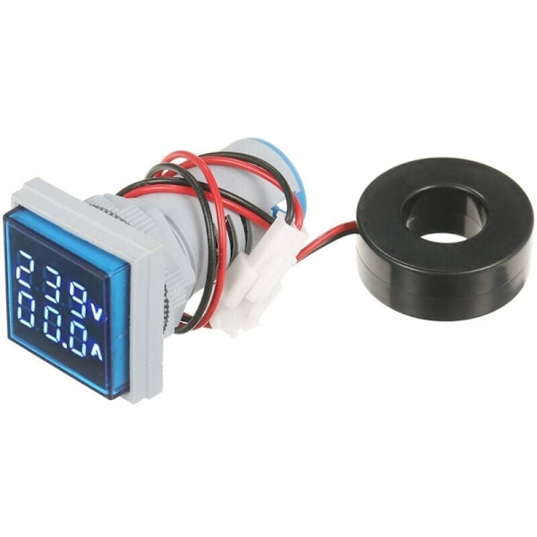 (Grøn) mini digital firkantet voltamperemeter voltammeter amperemeter voltmeter Dobbelt display LED LED-indikator spændings- og strømovervågning AC-panel