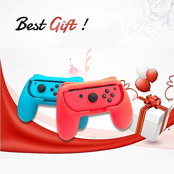 Pari Switch-kahvakiinnikkeitä (punainen, sininen, ei sisällä Switchiä), yhteensopiva Nintendo Switch Joy Conin kanssa, kulutusta kestävä kahvasarja pelialustan vaihto