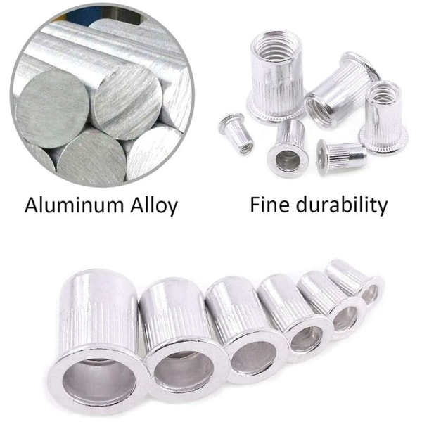190 stk flate hoder med gjengede nagler, flate hoder aluminium nagler mutter, blind innlegg mutter, med oppbevaringsboks, for tremøbler, M3/M4/M5/M6/M8/M10，HANBING