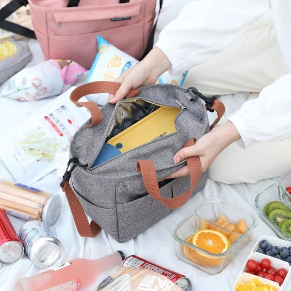 Kylväska Lunchväska, Matlåda Arbete Matbehållare Isotermisk Matlåda Kylväska Portail Frukost, Lunch Bag För Picknick/Skola/Kontor (Grå)