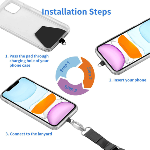 Mobiltelefon Lanyard for Nøkler 2 Stykker Halsstropp og Håndledd Lasso Nøkkelring Holder Universell Telefon Nøkkelring Holder Kompatibel med iPhone, Samsung Galaxy