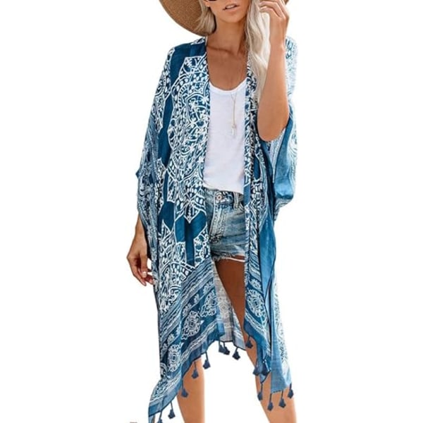 Sommerstrand Hawaii Ferie Lang Kimono Cardigan Badetøy Cover Up