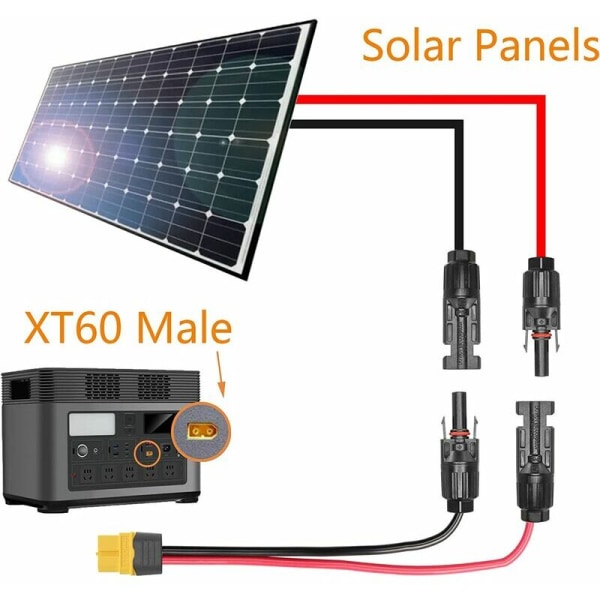 12 AWG aurinkopaneelin kaapeli XT60-naarasliittimeen kannettavaa voimalaitosta varten, kannettava voimalaitos, Lipo-akku 60 cm