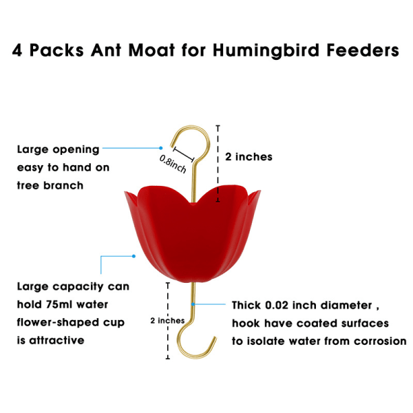 2 Pack Ant Guard Hummingbird syöttölaitteille, punainen, Outdoor Bird Feede