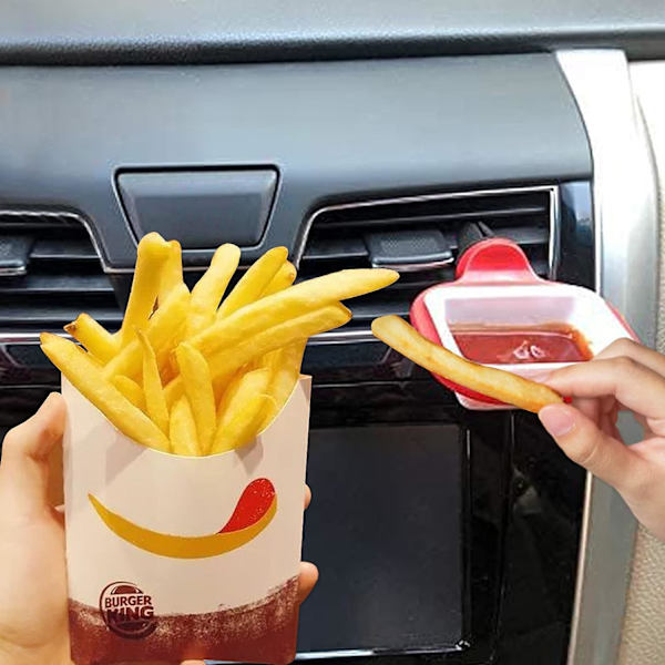 3 st franska pommes frites kopphållare bil interiör tillbehör chips bil mini doppskålar sås kopphållare doppklämma set (röd) (röd)