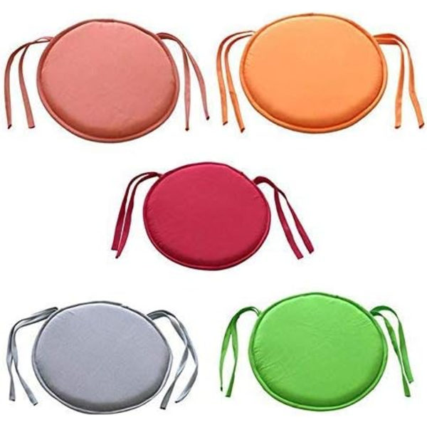 Set om 2 (grå) vadderade dynor för trädgårdsstol med band 38 x 38 cm