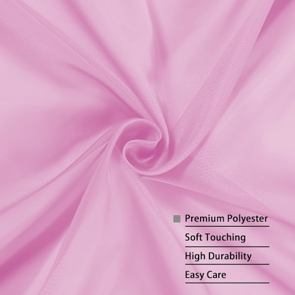 Pink Tyl Gardiner 213 cm Langt Sæt med 2, Tyl Hvide Gardiner til Stue/Soveværelse, Tyl Gardiner med Stanglomme, 2 Stykker, Hver 134 cm B x 213 cm L