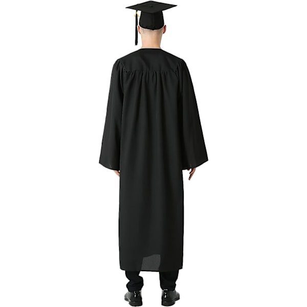 Gradueringskjole og -hatt for voksne L 2023 sort unisex gradueringsett