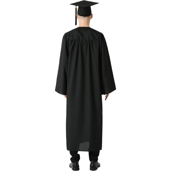 Gradueringskjole og -hatt for voksne XL 2023 sort unisex gradueringssett