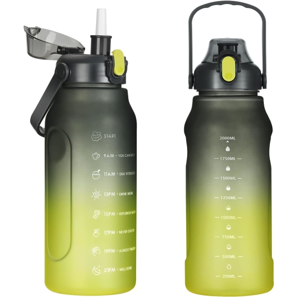 Vandflasker med sugerør 74 oz Stor kapacitet Vandkande med stor mund tud låg Lækagesikker Motivations sugerør flaske til udendørs vandreture Camping Runn