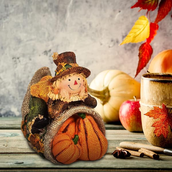 Fugleskræmsel Bord Dekoration Figur Figur Efterår Figur Dekoration Smil Efterår Høst Græskar Thanksgiving Halloween Påske
