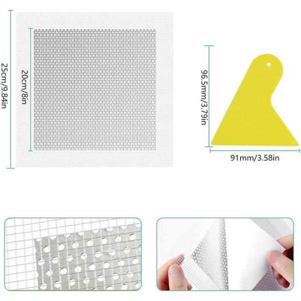 Väggreparationspatch 2 stycken 8x8 tum Fiberglas Aluminium Självhäftande Gipsreparationspatch med Skrapsverktyg för att Fixa Hål Sprickor