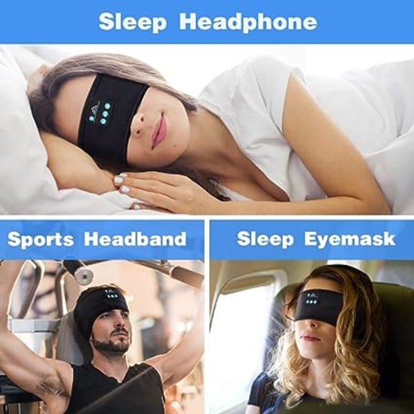 Bluetooth-pannband - Present till män och kvinnor - Originell present till män - Pannband med musik - Nattmask - Presentidé till kvinnor - Bluetooth-pannband för sömn