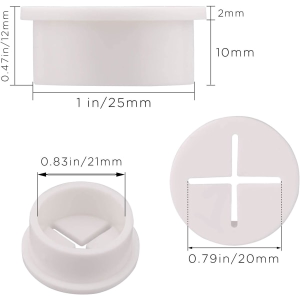 6 Pieces Flexible Silicone Cable Cord Grommet, White Rubber Grommets, Cable Wire Hole Cover for Home Computer Office