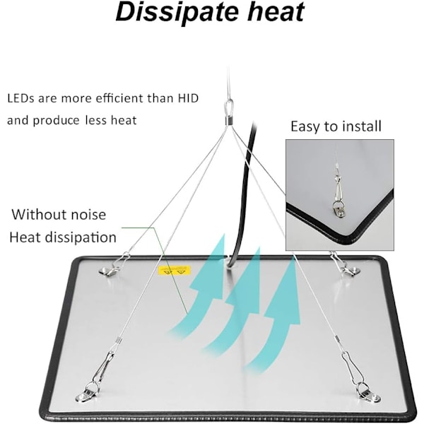 1000W LED-lys for hagebruk, blomstring og vekst, innendørs vekstlys, hydroponiske vekstlys med kroker, spiring og vekstlys (rød + varm hvit)