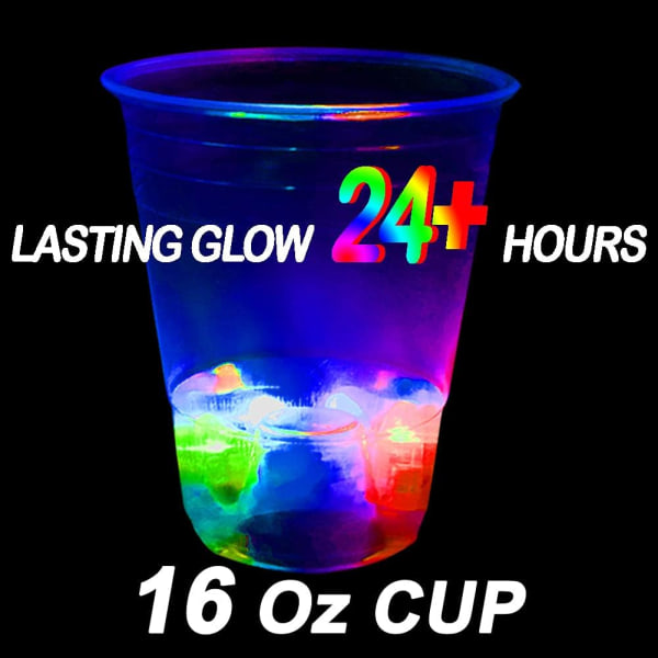 24-pak lysende plastikglas til fest, hjemmefest,