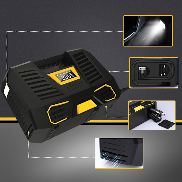 Bärbar luftkompressor Batteri, 6000MAH LUFTKOMPRESSOR Snabb uppblåsning, 12V bilkompressor, mini bil däckpump med LED-lampa, däckpump för