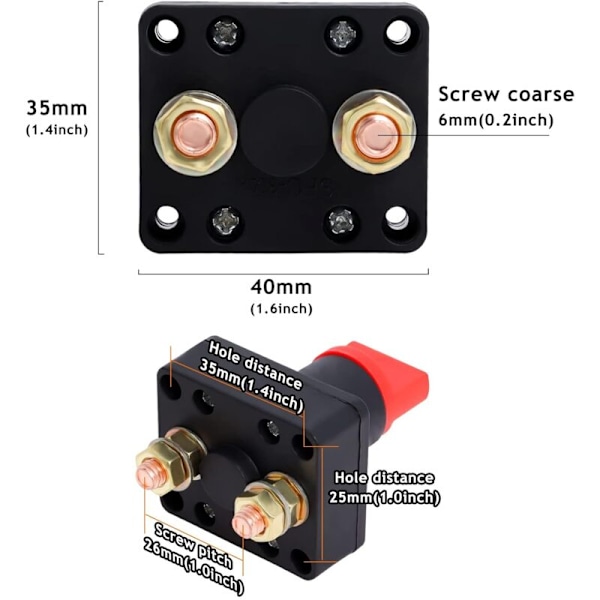 2 st 300A batteribrytare för bil, lastbil, båt, marin, roterande isolator Frånkopplingsbrytare på/av