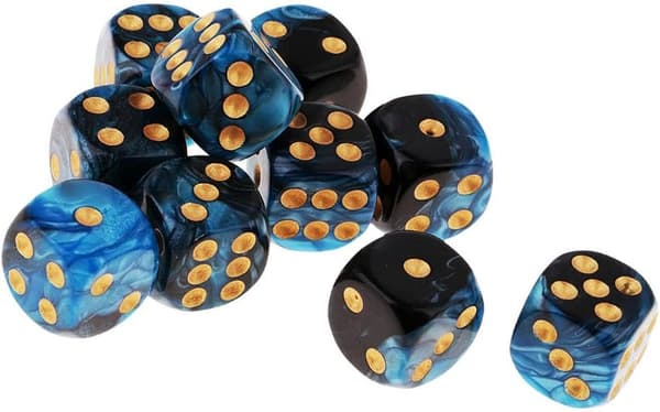 20 stykker D6 polyhedral terninger 6-sidede terninger 16mm akryl terningesæt til DND terninger RPG MTG brætspil (blå sort og rød sort)
