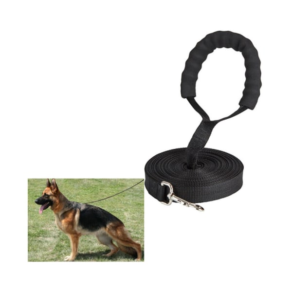 Hundetreningsbånd - 10 m langt - Nylon - for store hunder - med komfortabelt polstret håndtak - for sporing av kjæledyr, camping, lek og hage (10 m)