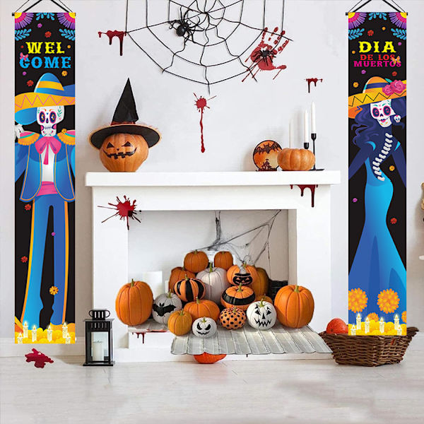 Day of the Dead Banner Couplet Halloween Tema Fest Dekorativ Flagga