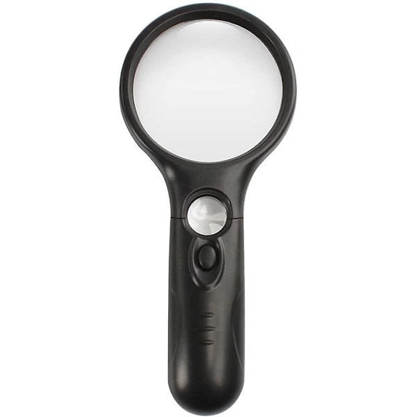 Förstoringsglas med ljus, 3x 45x hög förstoring svart