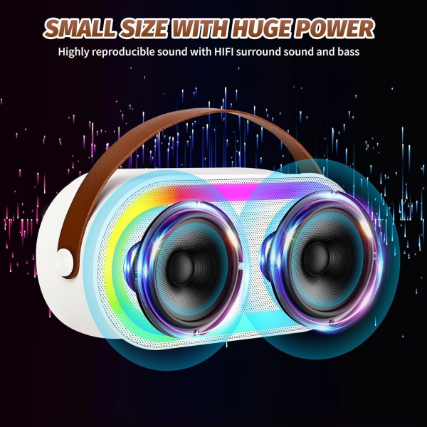 Mini Karaoke-maskin, Bärbar Bluetooth-högtalare, Karaoke-maskin med 2 Trådlösa Mikrofoner och LED-lampor för HemmaFester och UtomhusFester (W