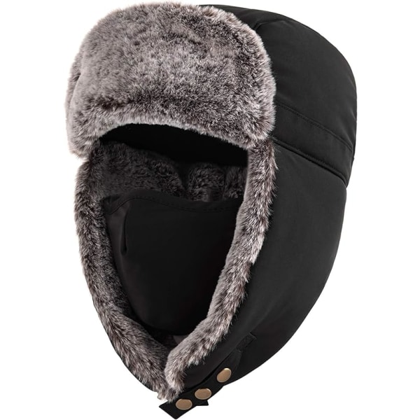 Vinterflyverhat, varm hat i imiteret pels Vindtæt soldaterfangerhat Flyverhat med øreklapper og vindtæt ansigtsmaske til skøjteløb, skiløb, jagt
