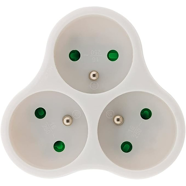 Valkoinen, 3x 16A kolmiomainen