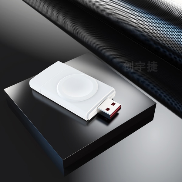 Dual Interface USB/TYPE-C Bærbar Ur Trådløs Oplader til Apple Samsung Universal Ur Oplader (Hvid)