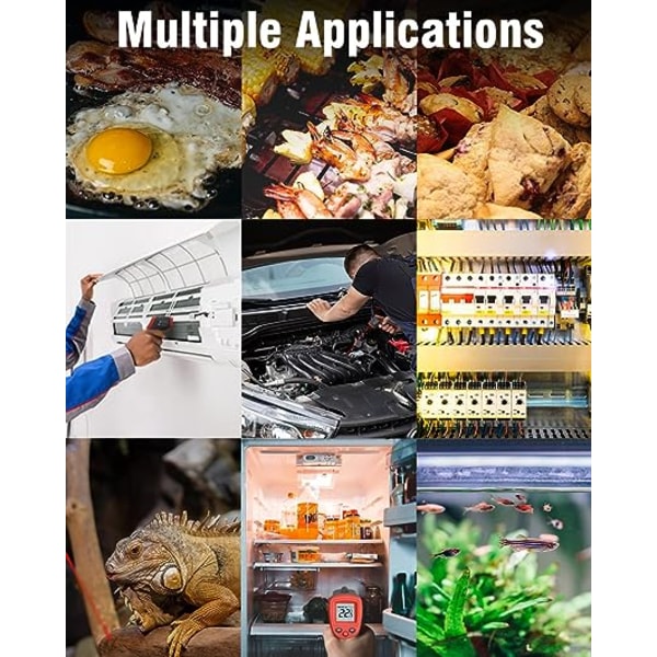Infraröd Lasertermometer, -50 till 530°C (58°F till 986°F), Kontaktlös Temperaturpistol, Lämplig för Kök, Bil, Industri (Ej för Människor)