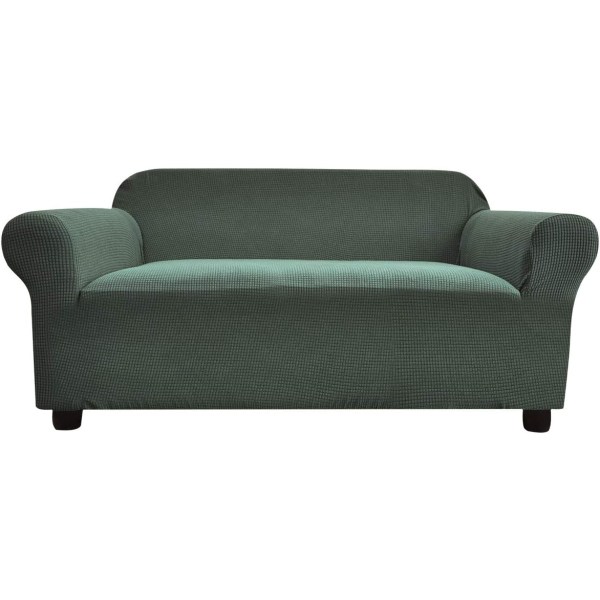 Højelastisk, skridsikker sofaovertræk, Spandex Jacquard Armchair Slipcover, Blød Sofa Møbelbeskytter til Stue (145—180cm, 2-personers, Grøn, Vaskbar)