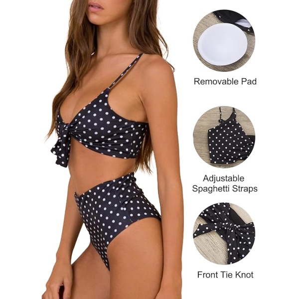 Kvinners Høy Midje Bikini Sett Push Up Polstret
