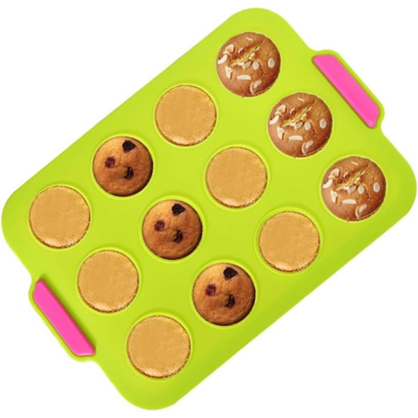 Grønn - 1 brett med 12 muffins- og cupcakeformer, non-stick baking, y