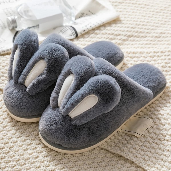 Winter cotton slippers furry and cute animal logo indoor home slippers non-slip fluffy slippers size (42-43)